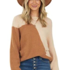 NWOT Sepia Colorblock Dolman Sleeve Knit Sweater - size small